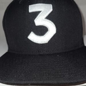 New Era Black Snapback Hat White “3” Chance Rapper Style